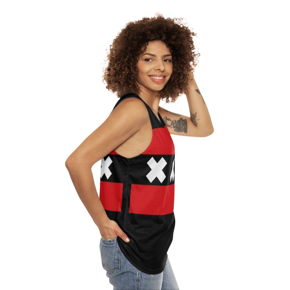 Amsterdam Flag Black Unisex Tank Top - women side