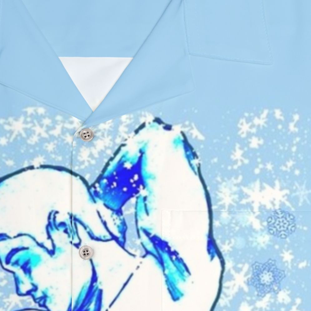 Iceman Hawaiian Shirt with Snowflake and Ice Motif - Detail