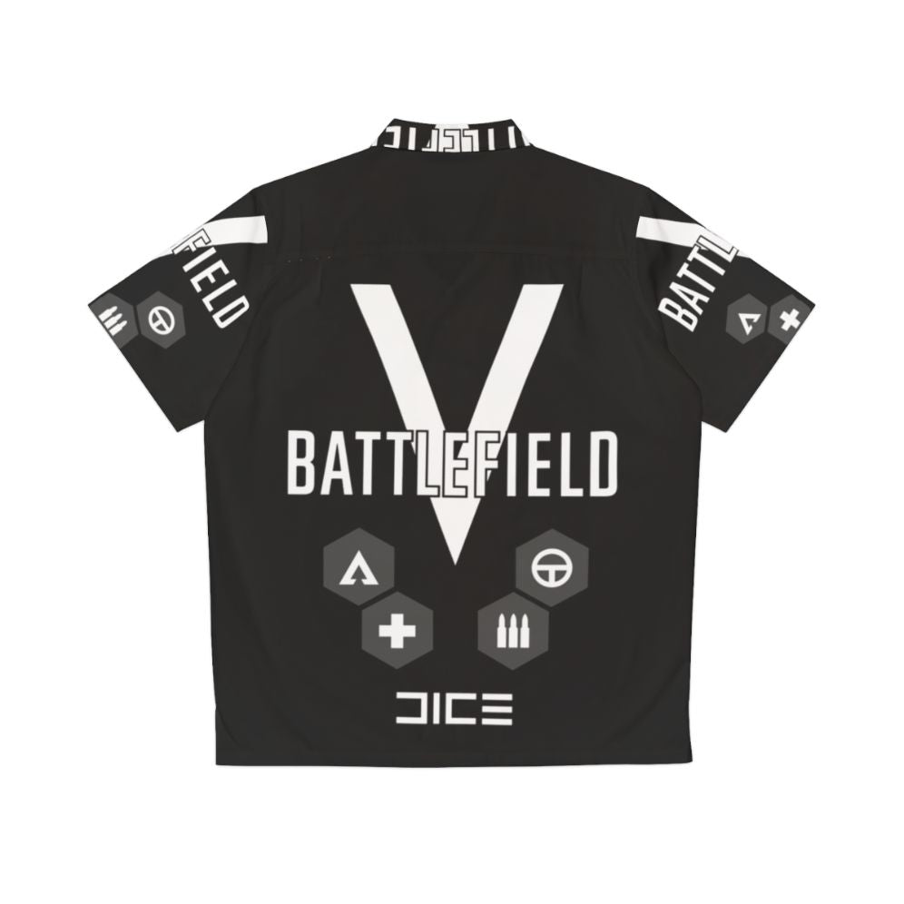 Battlefield V-themed Hawaiian shirt with tropical print and gaming graphics - Back