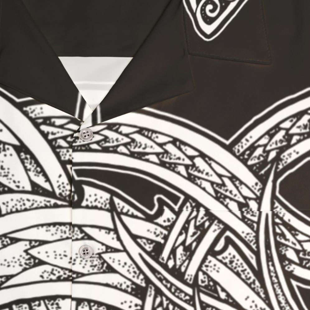 Fenrir and Jormungandr Norse Mythology Hawaiian Shirt - Detail