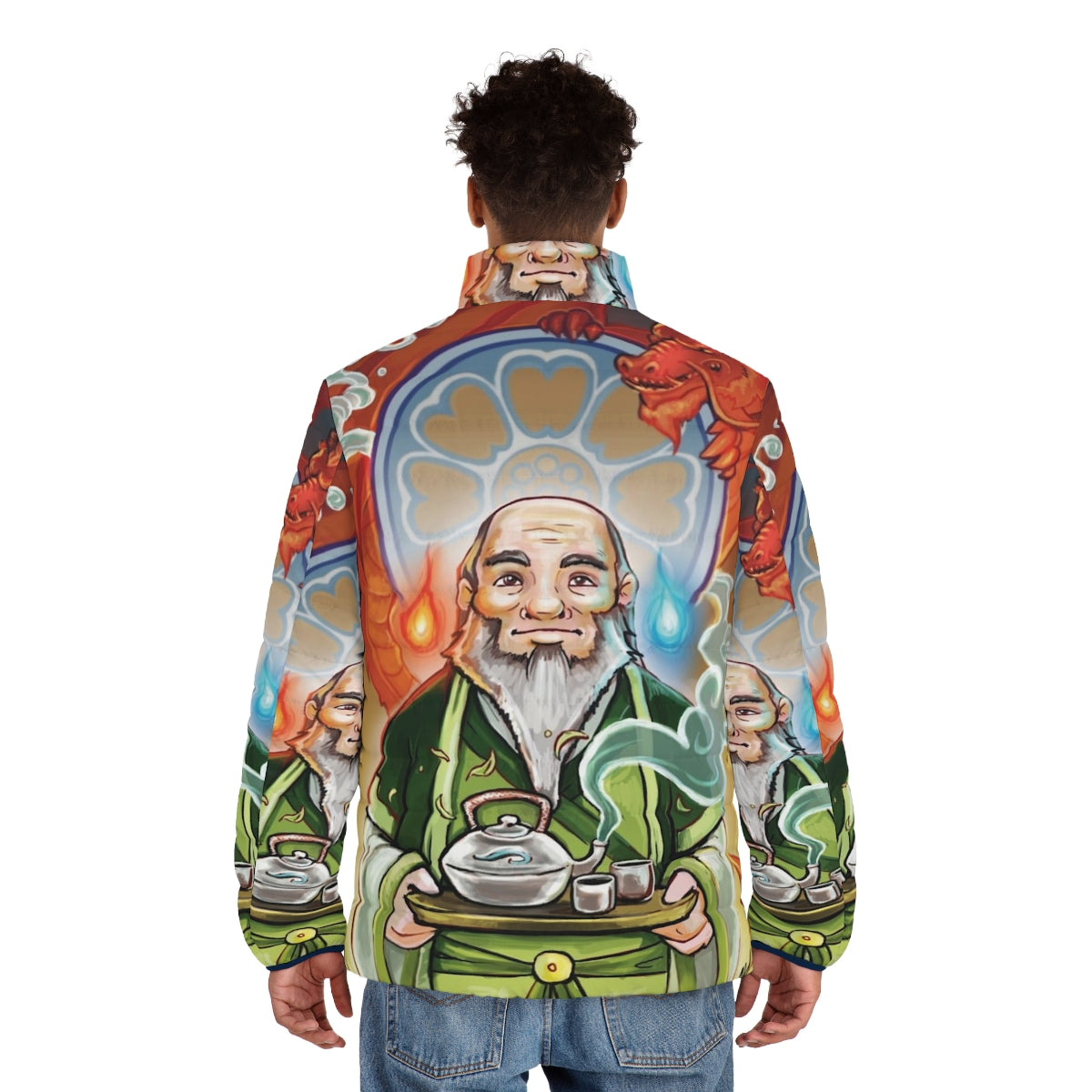 Spirit of the Dragon Avatar Puffer Jacket with focus keyword avatar and dragon - men back