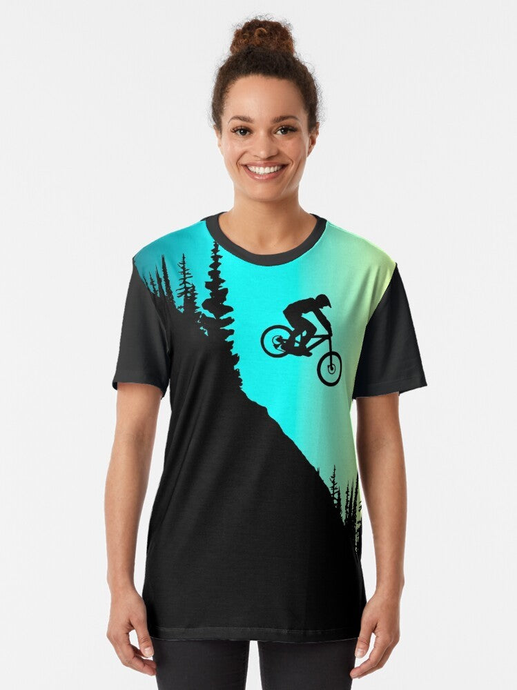 Mountain bike graphic t-shirt with vibrant colors - Women