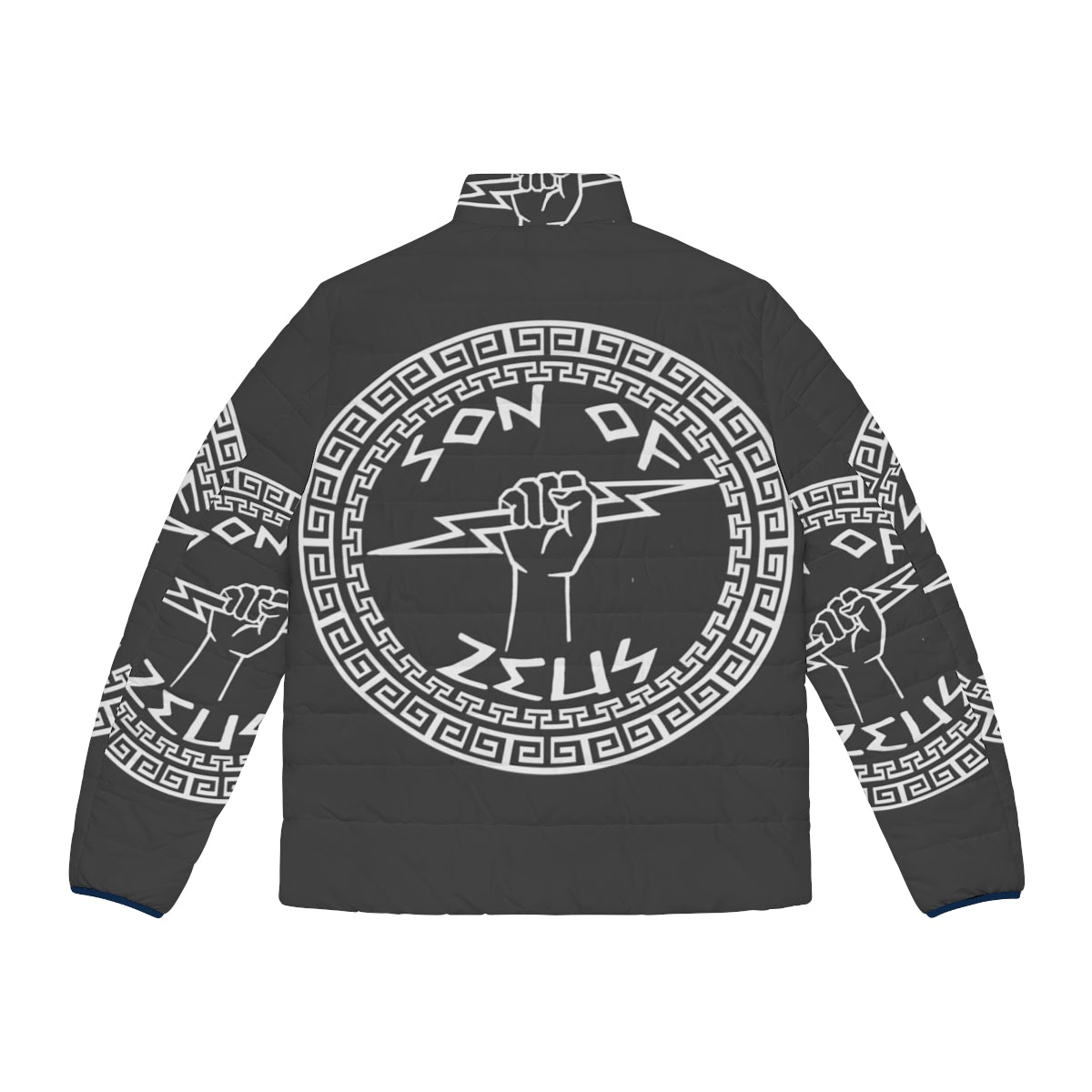 Son of Zeus Puffer Jacket featuring Greek mythology inspired design - Back