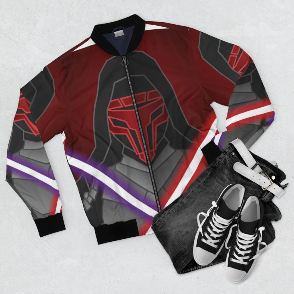 Dark Sith Bomber Jacket with Star Wars-inspired design - Flat lay