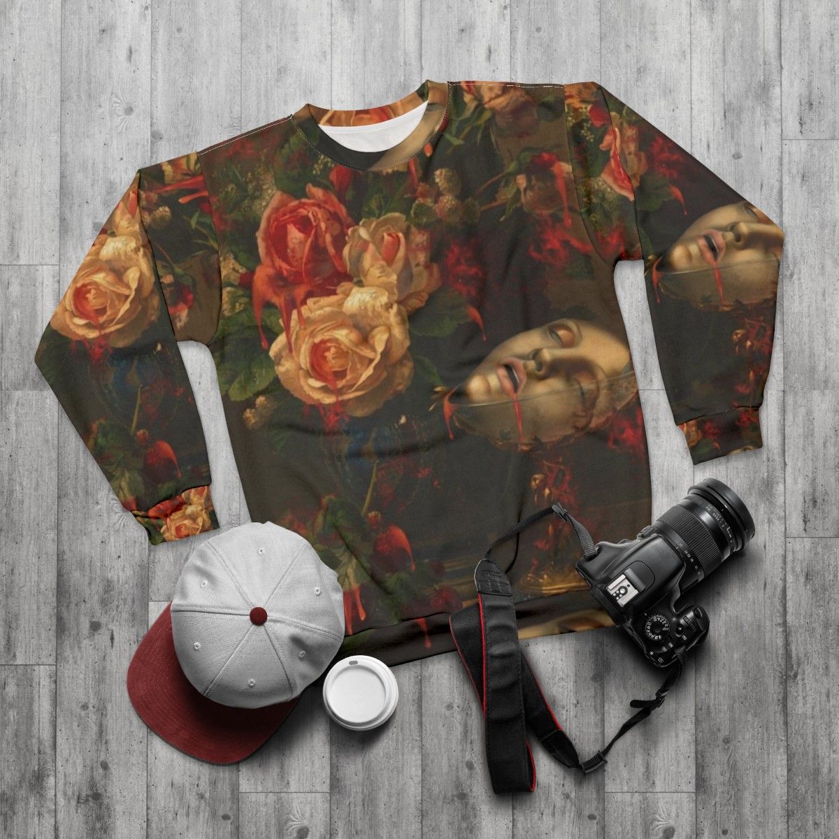 Dark Spring Surreal Gothic Sweatshirt - flat lay