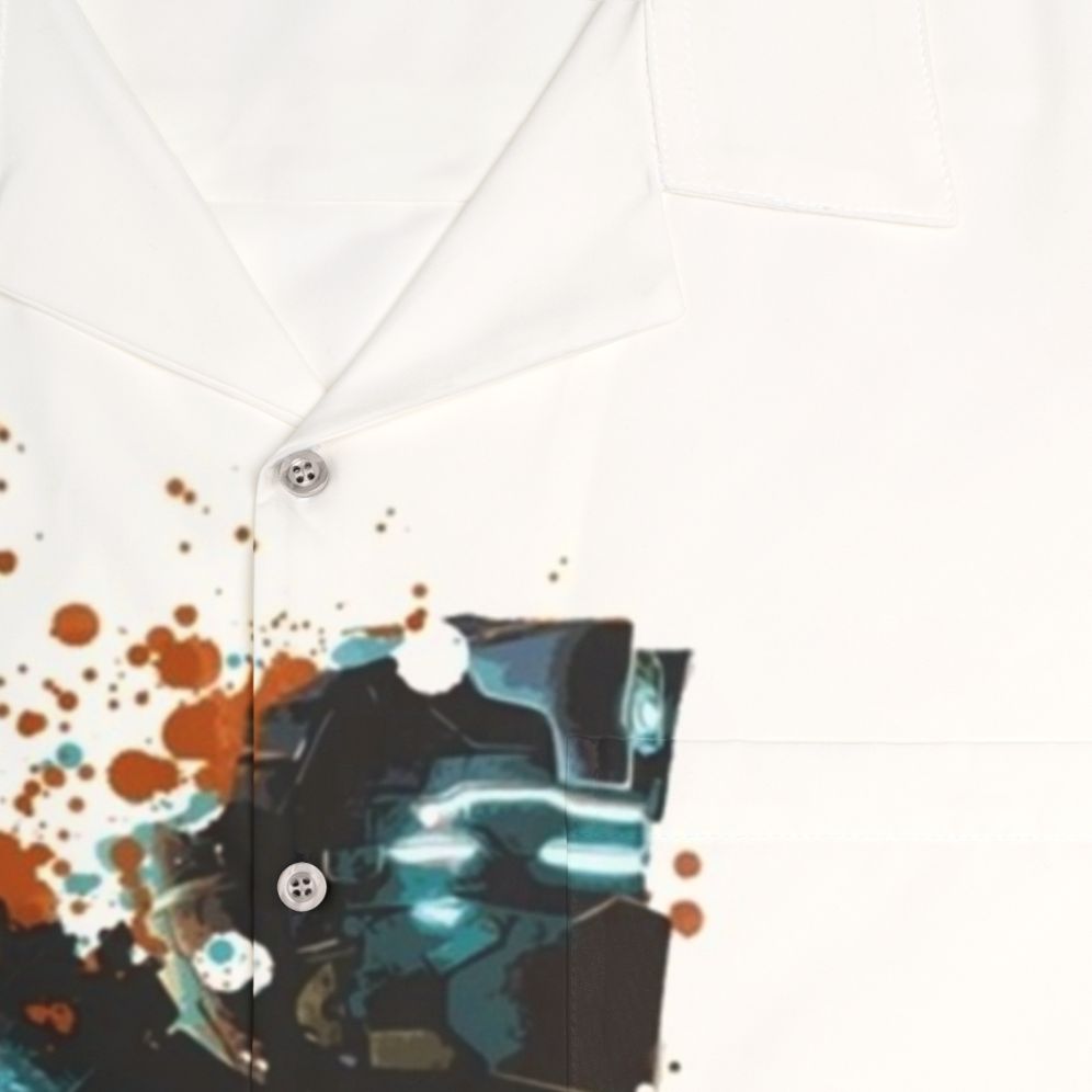 Dead Space Dark Splatter Hawaiian Shirt with Isaac Clarke and Splatter Art - Detail