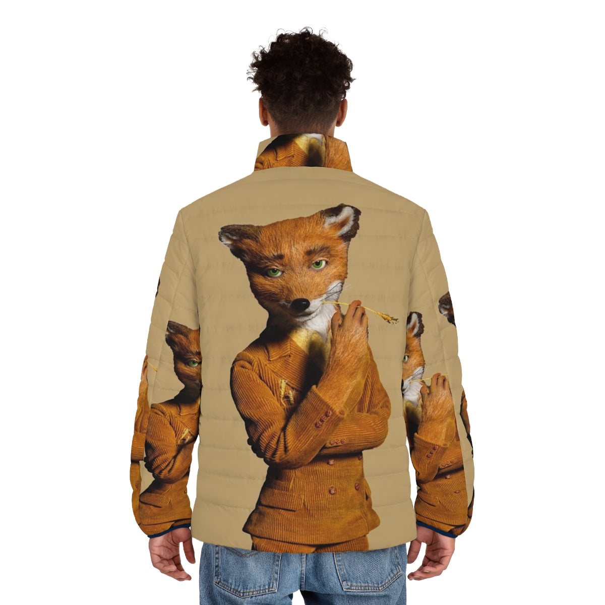 Fantastic Mr Fox Classic Puffer Jacket with Ash Fox Detailing - men back