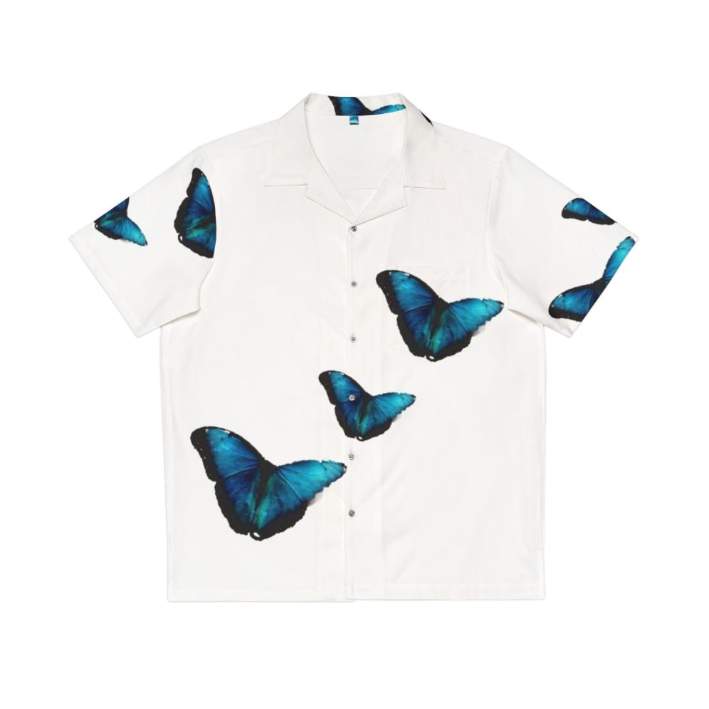 Electric Blue Morpho Butterfly Hawaiian Shirt