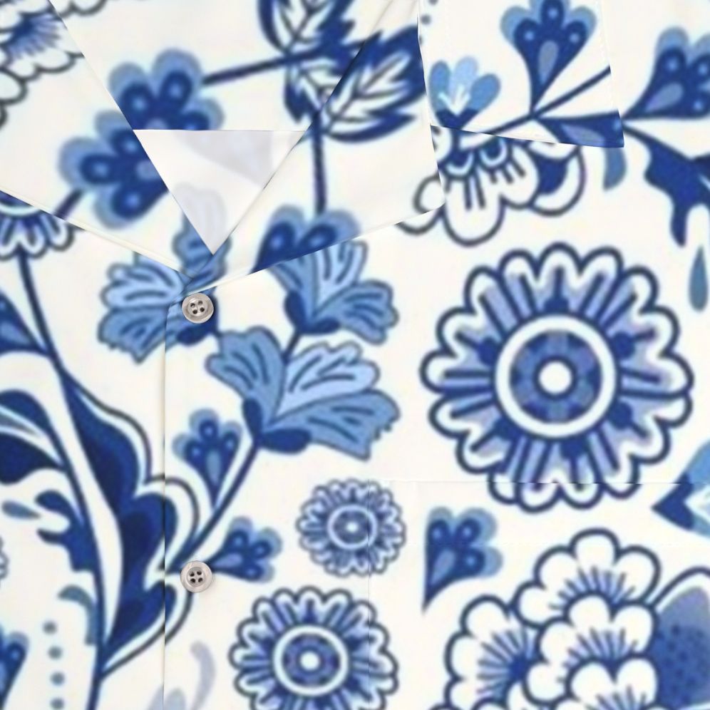 Chinese Porcelain Design Hawaiian Shirt - Detail