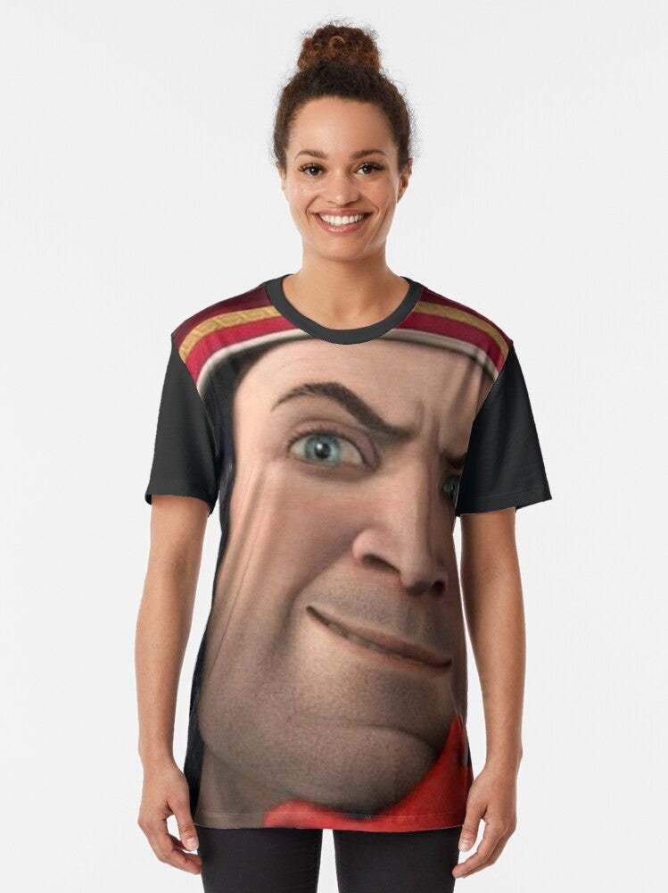 Lord Farquaad graphic t-shirt with Shrek meme design - Women