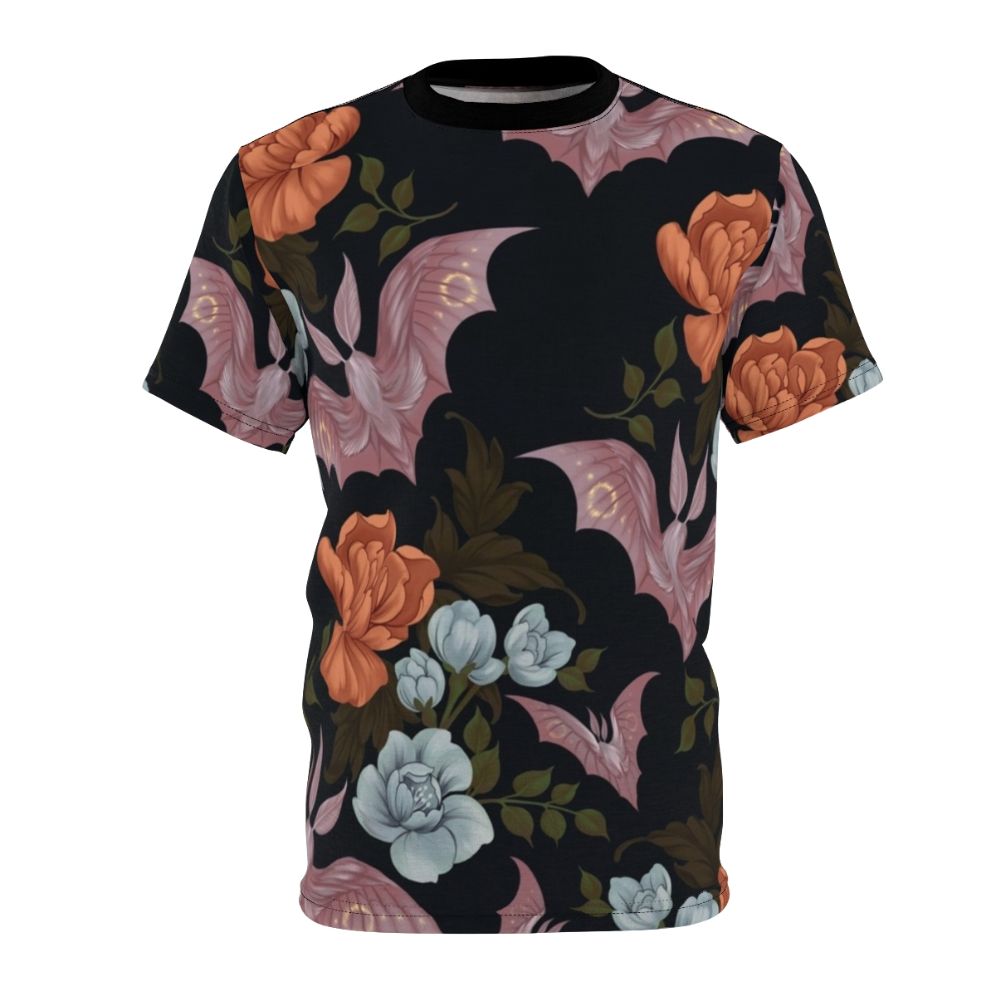 Vintage botanical print featuring moths and night flowers on a t-shirt