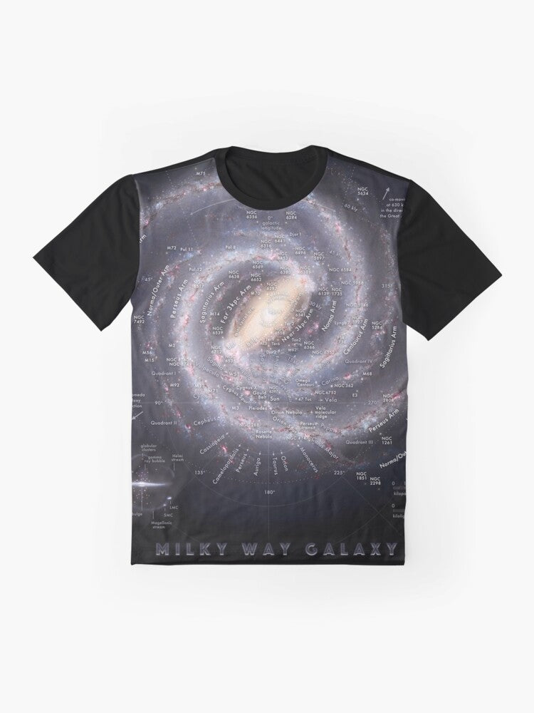 Milky Way Galaxy Map HD Graphic Design T-Shirt for Astronomy Lovers - Flat lay