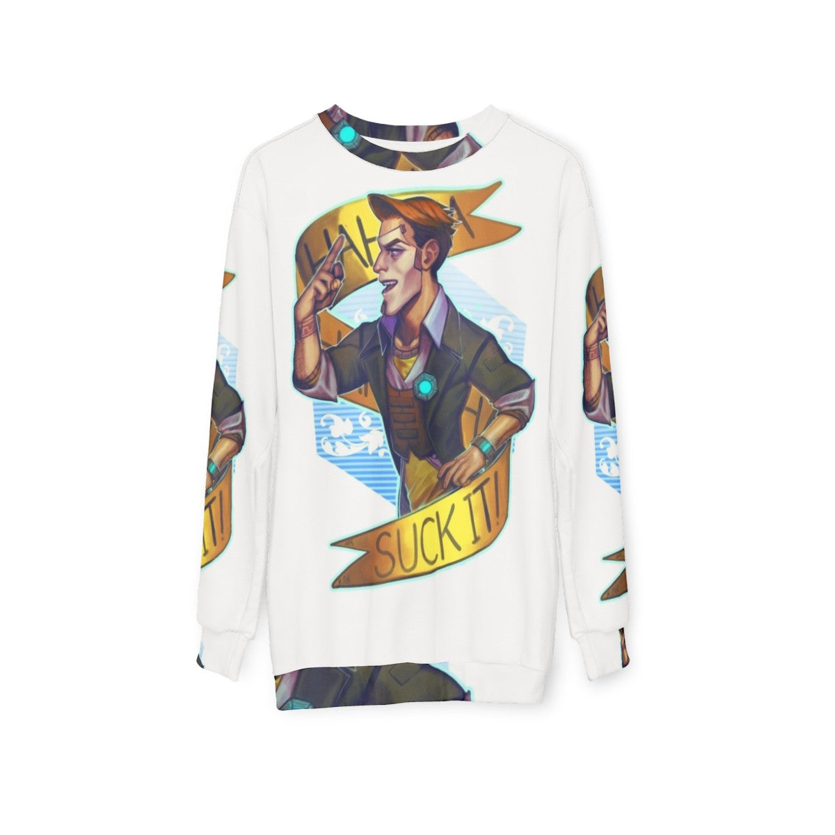 Suck It Borderlands Handsome Jack Gaming Sweatshirt - hanging