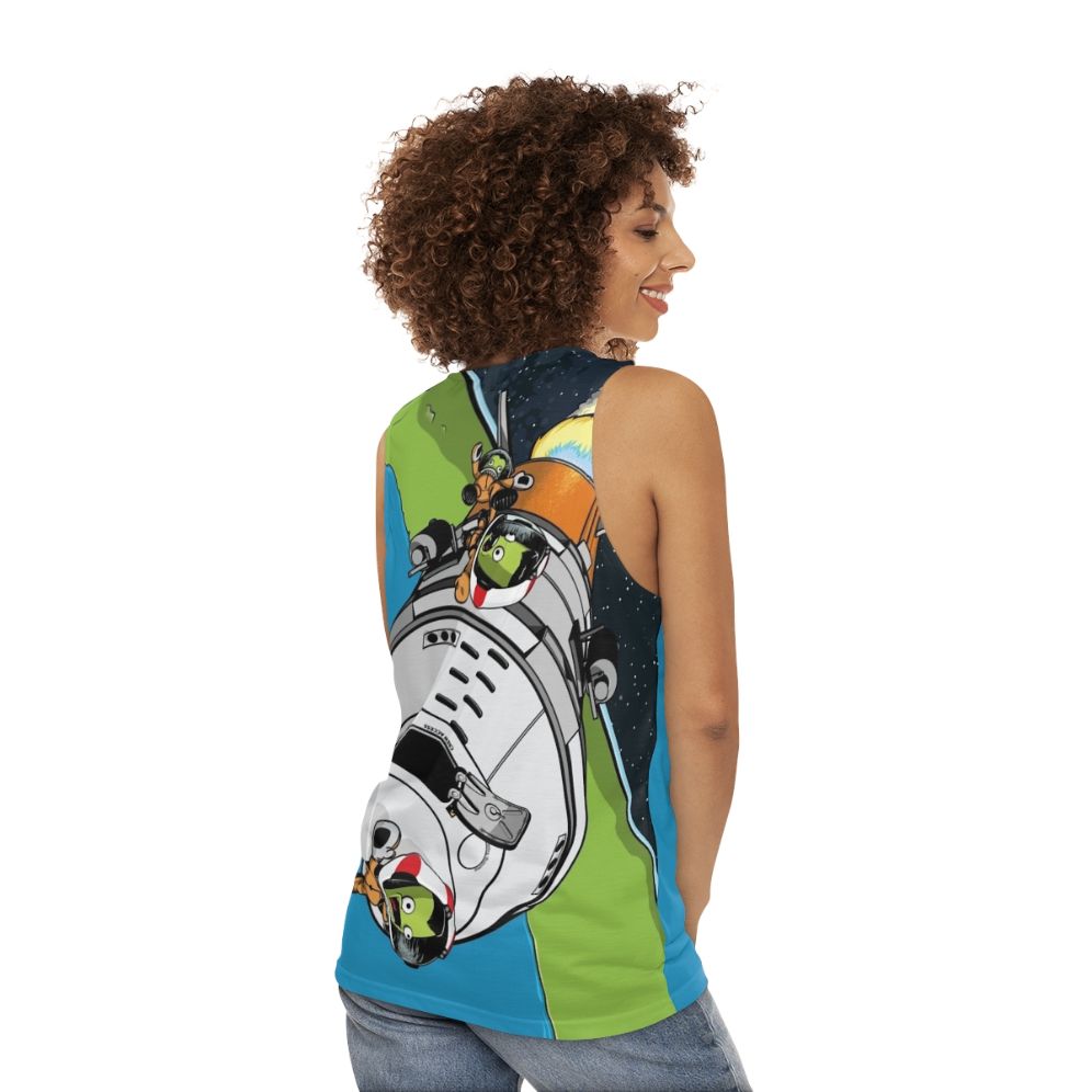 Unisex Kerbal Space Program inspired vector rocket tank top - women back