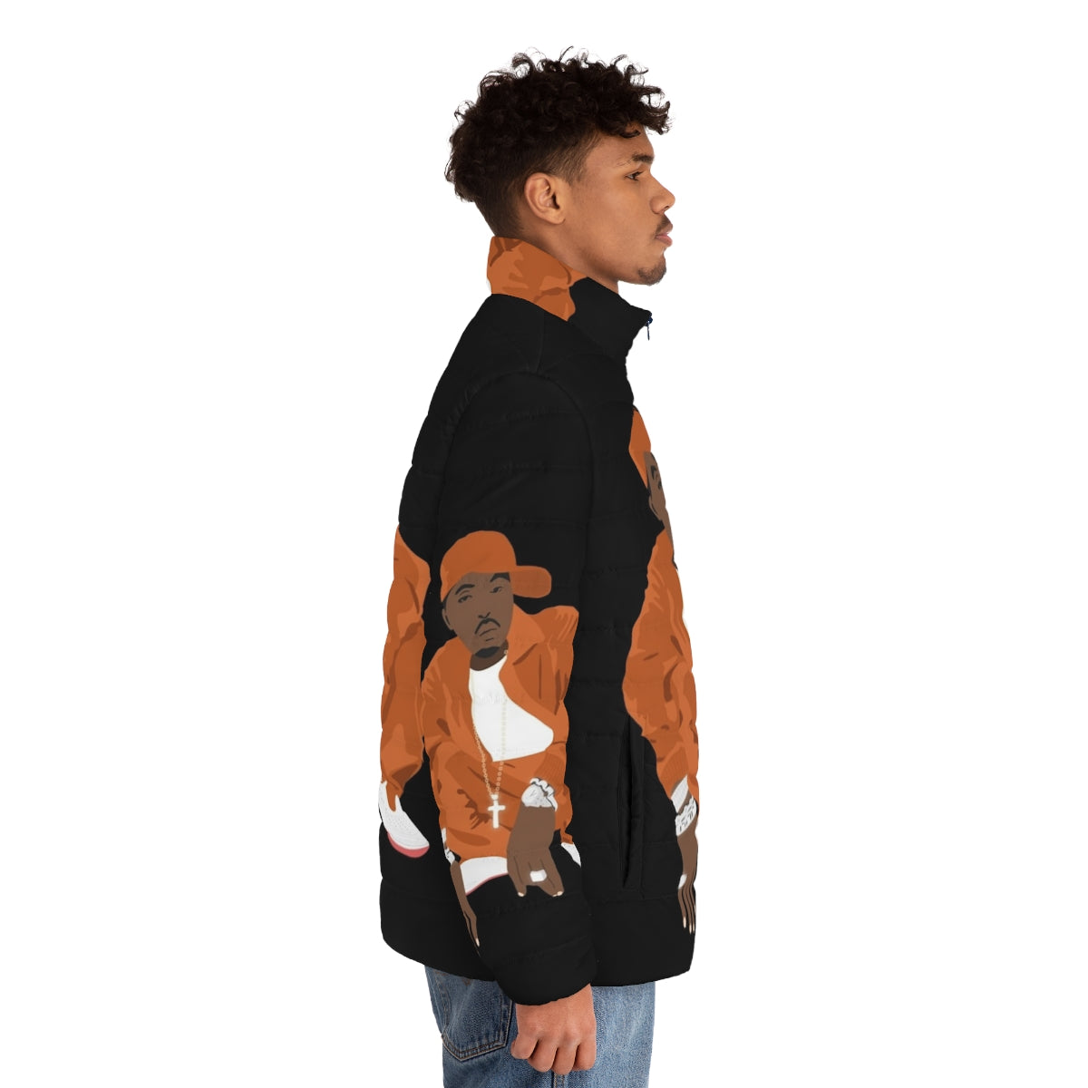 Nas Illmatic Inspired Puffer Jacket with Vector Design - men side right