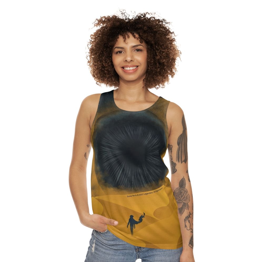 Unisex yellow sand tank top inspired by the Dune movie - women