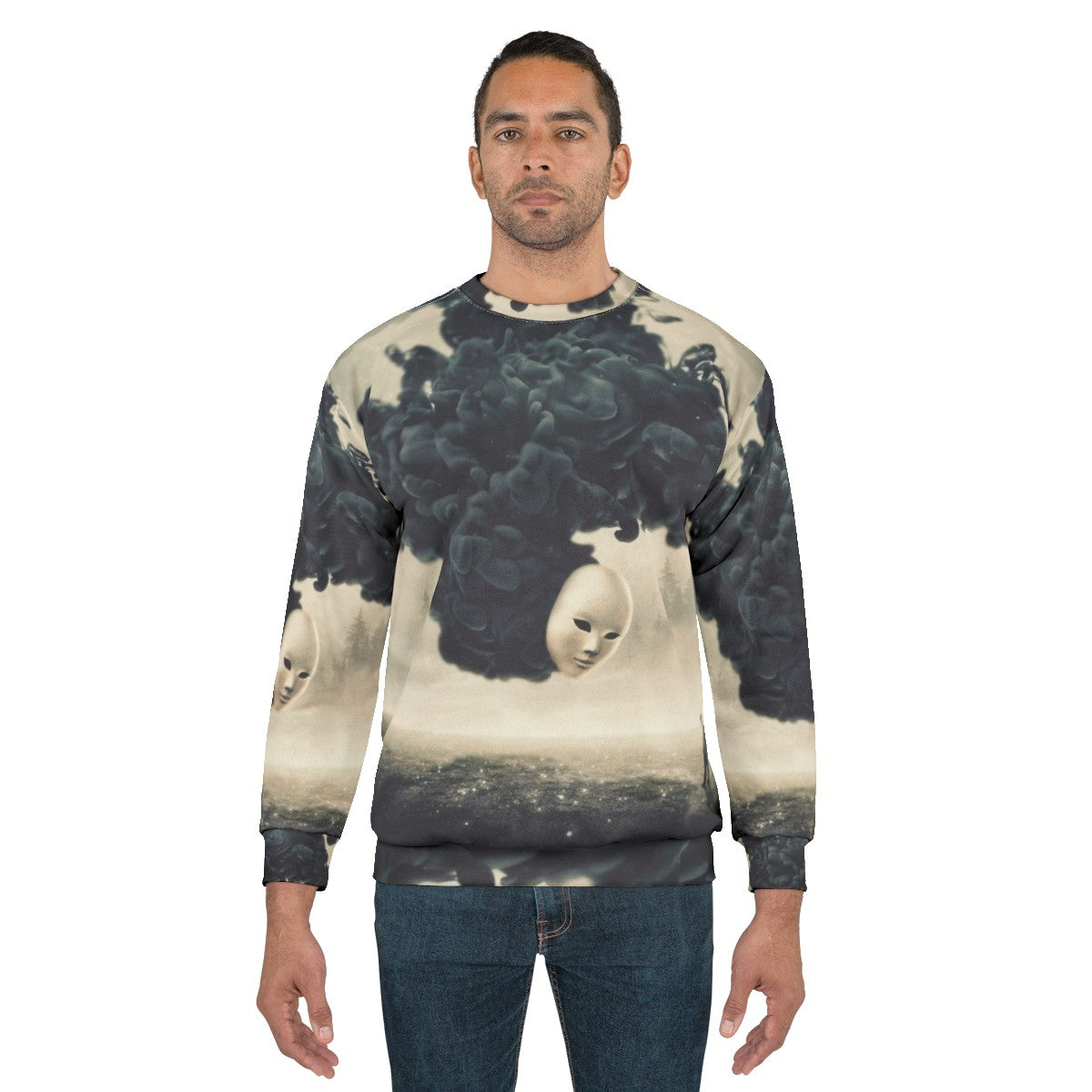 Dark surrealism sweatshirt featuring a surreal and creepy design - men