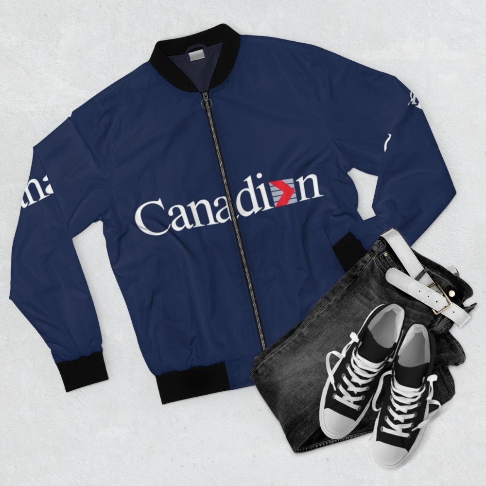 Vintage Canadian Airlines Logotype 01 Bomber Jacket - Flat lay