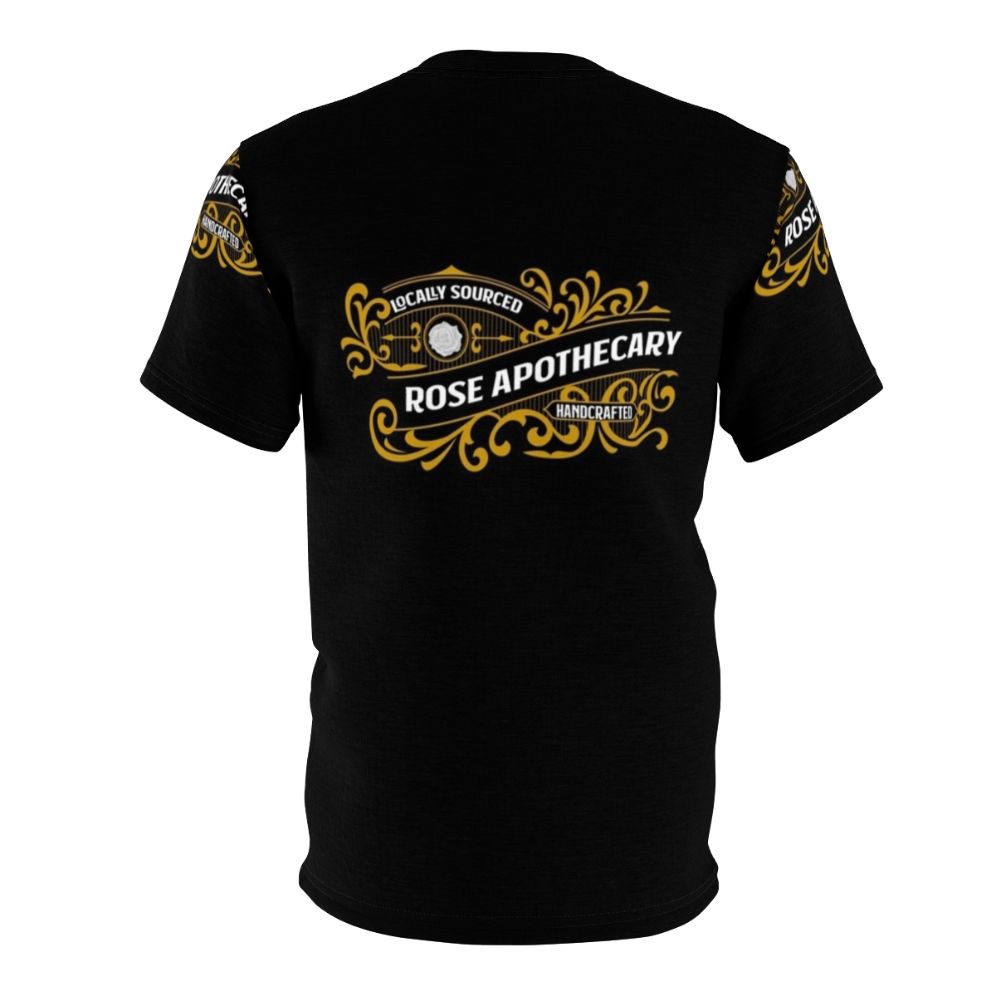 Schitts Creek inspired t-shirt featuring the Rose Apothecary logo - Back