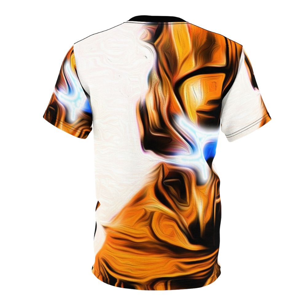 Futuristic mech battle t-shirt with sci-fi oil painting design - Back