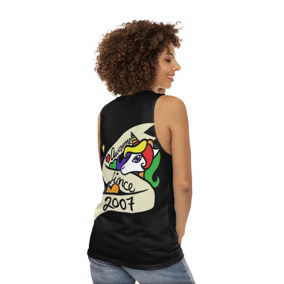 Awesome Since 2007 Unisex Unicorn Tank Top - women back