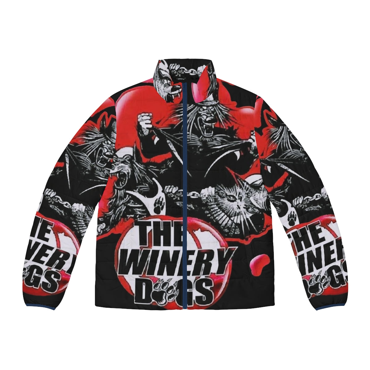 The Winery Dogs Band Puffer Jacket with Classic T-Shirt Design