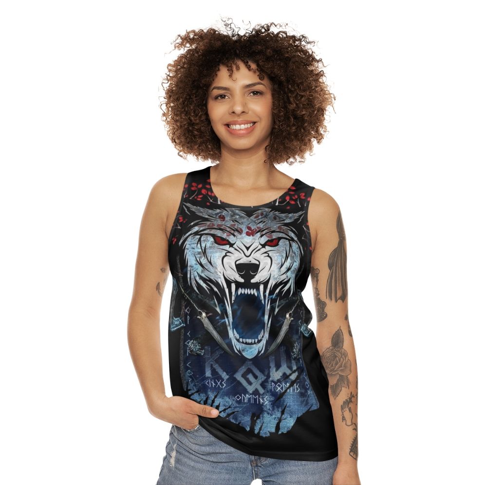 Unisex Wolf Print Tank Top - women