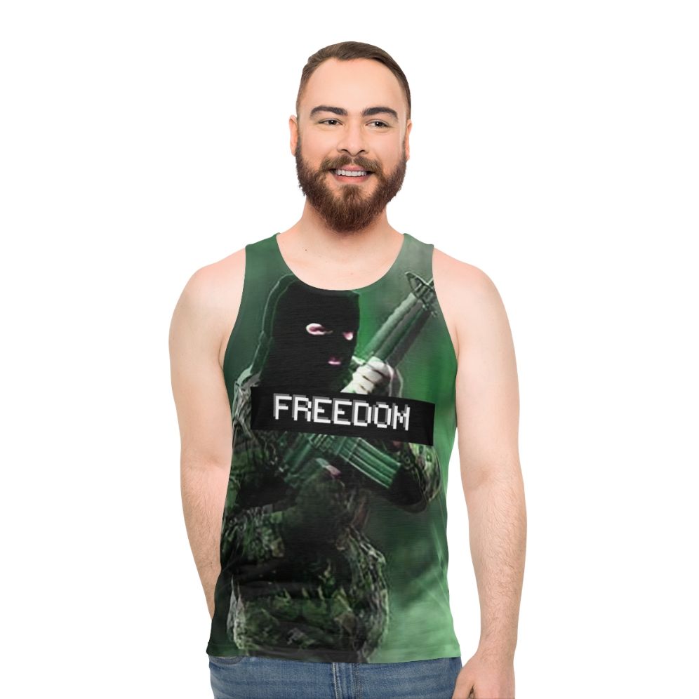 Unisex tank top with Irish heritage and revolution resistance design - men