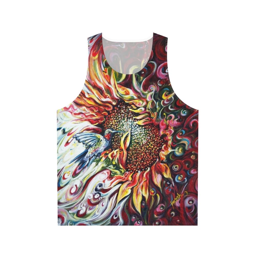 Sunflowers and hummingbird unisex tank top