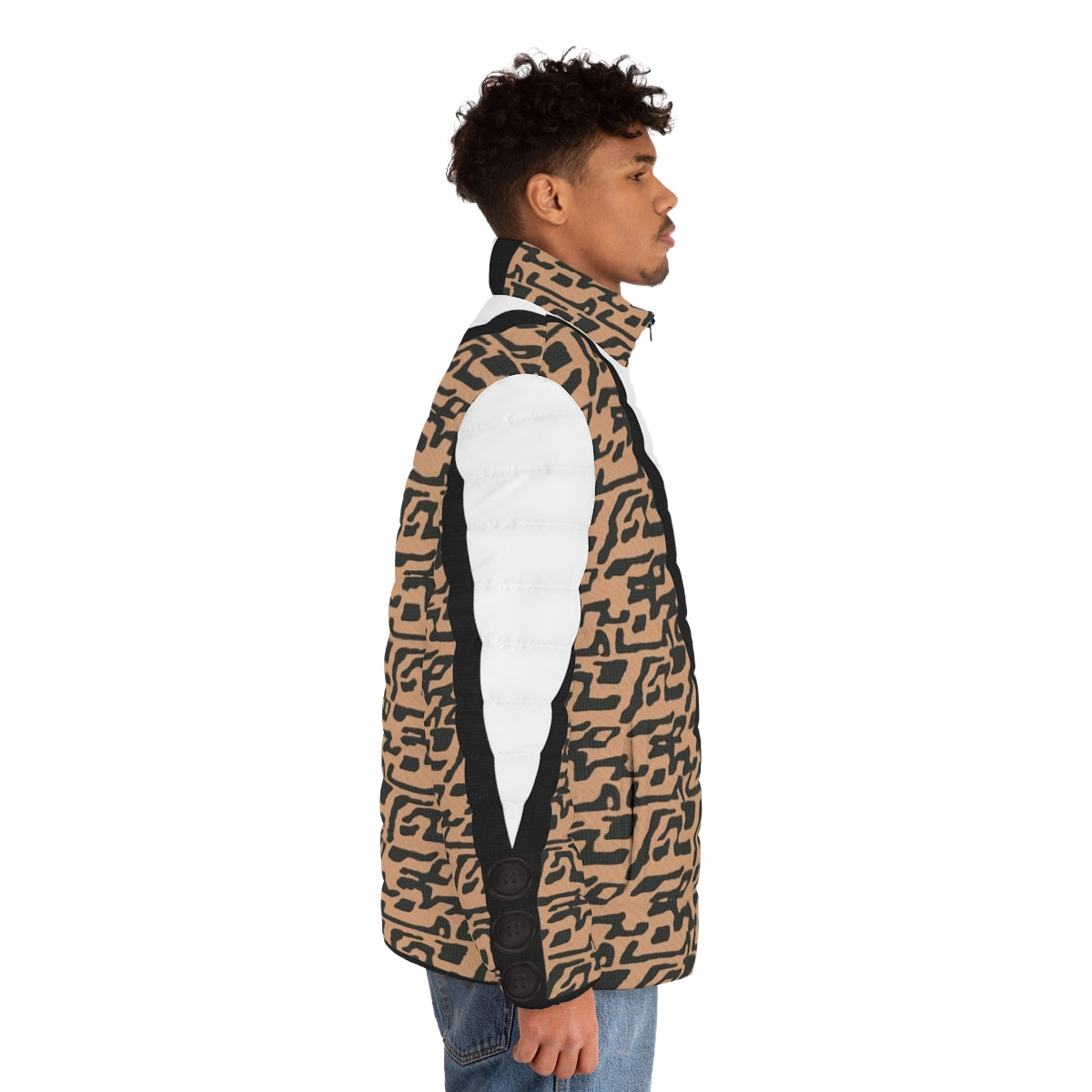 Retro Ferris Bueller inspired puffer jacket with 80s movie fashion style - men side right