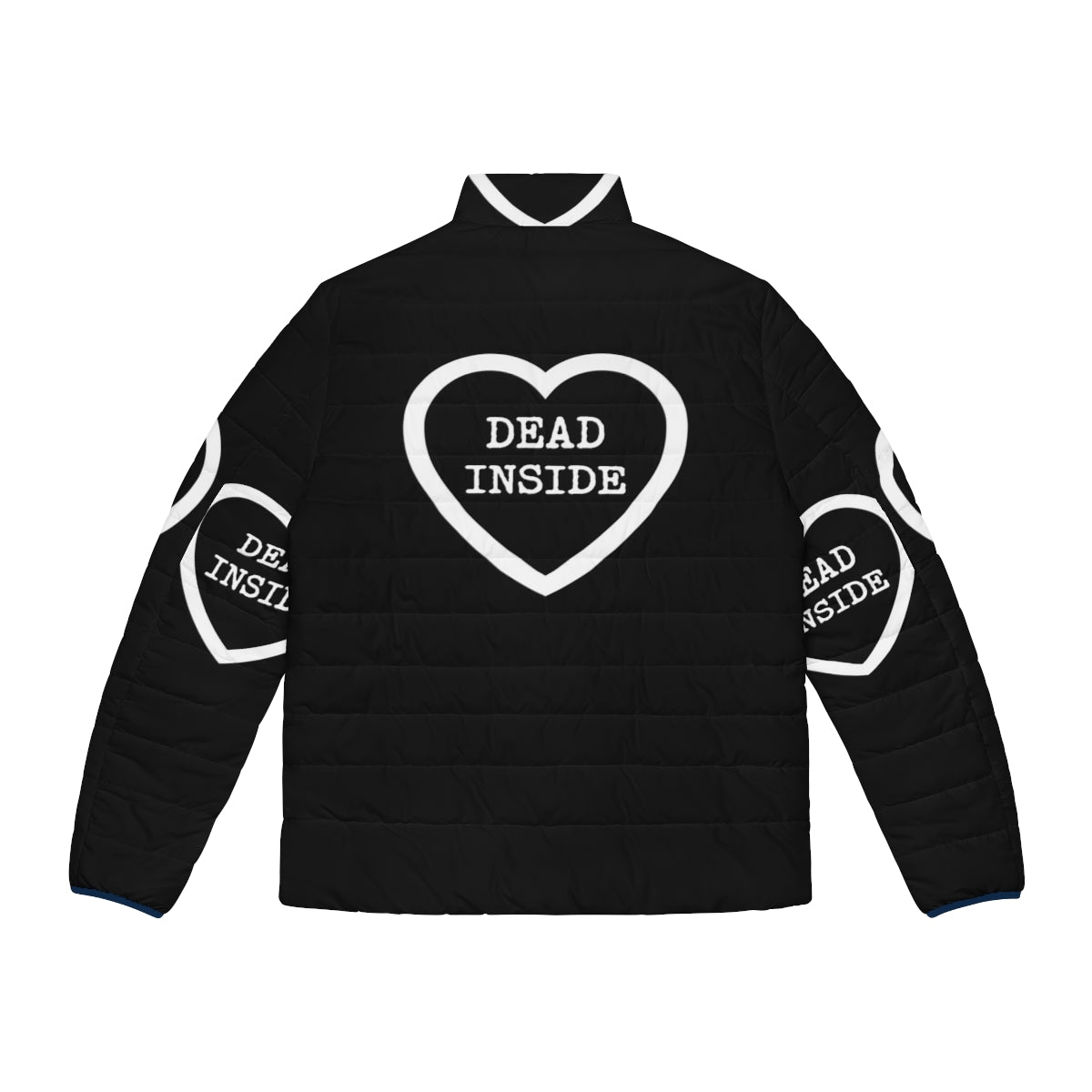 "Dead Inside" puffer jacket with gothic and queer design elements - Back