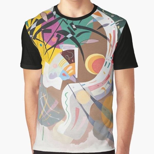 Wassily Kandinsky inspired abstract art t-shirt with colorful geometric design