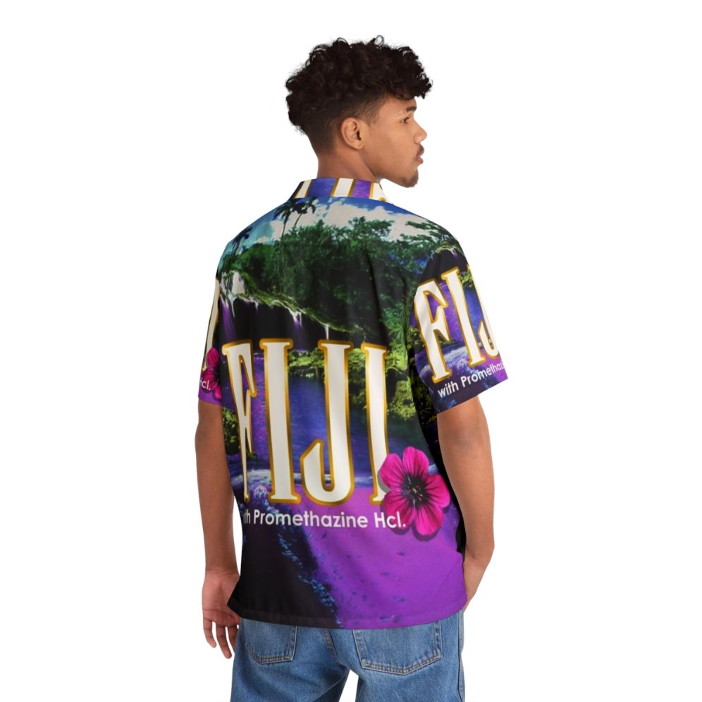 Vibrant Purple Hawaiian Shirt with Psychedelic Landscape Design - People Back