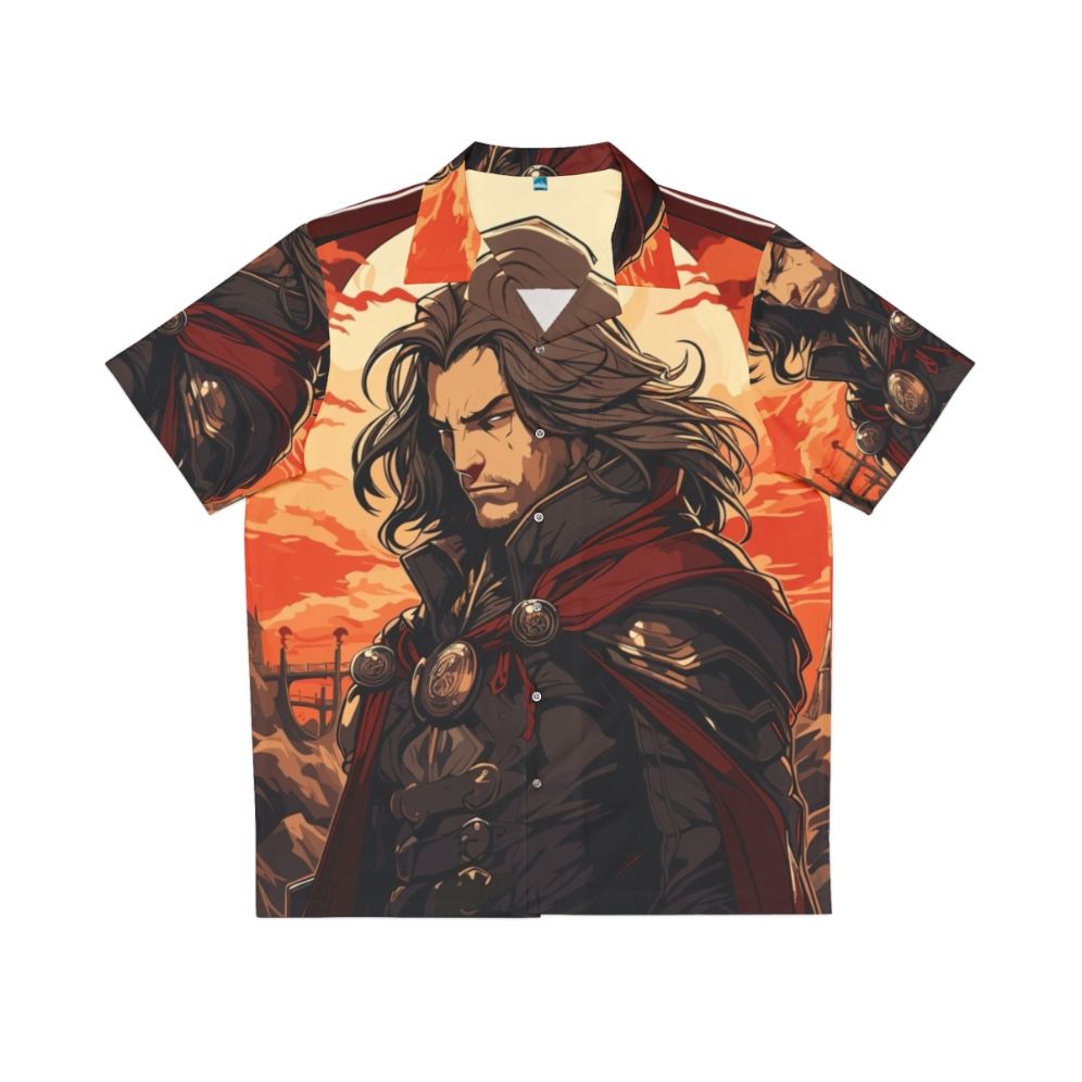 Castlevania vampire Hawaiian shirt with Dracula and Alucard characters