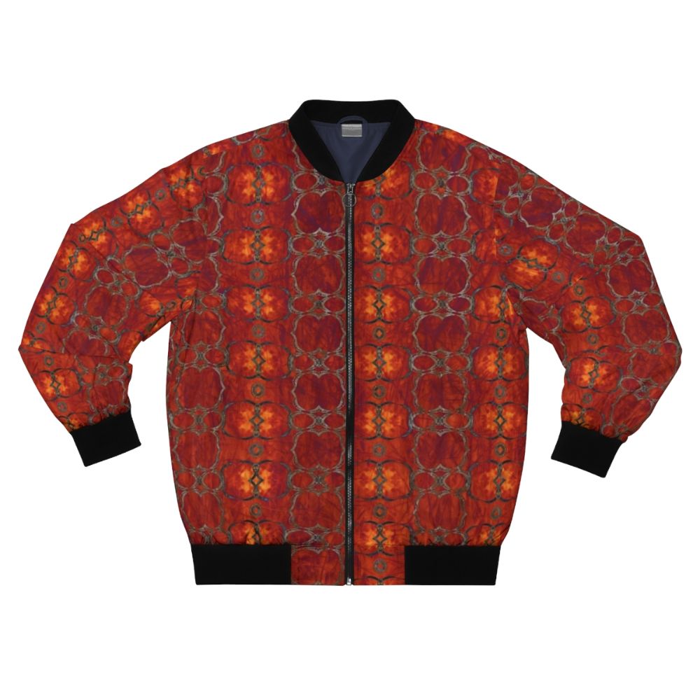 Colorful African-inspired bomber jacket with bold tribal patterns