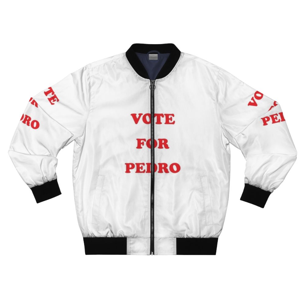 Vote for Pedro bomber jacket with retro graphic design