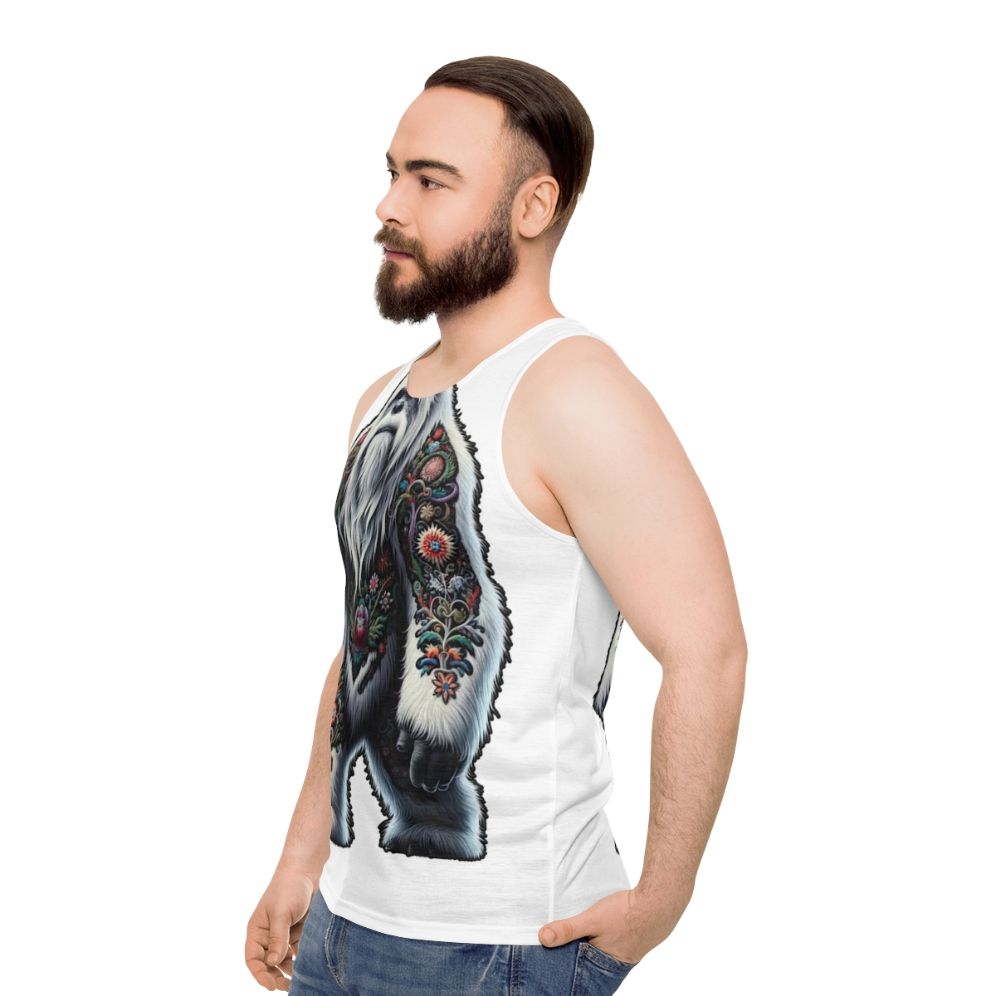 Embroidered yeti unisex tank top - men side