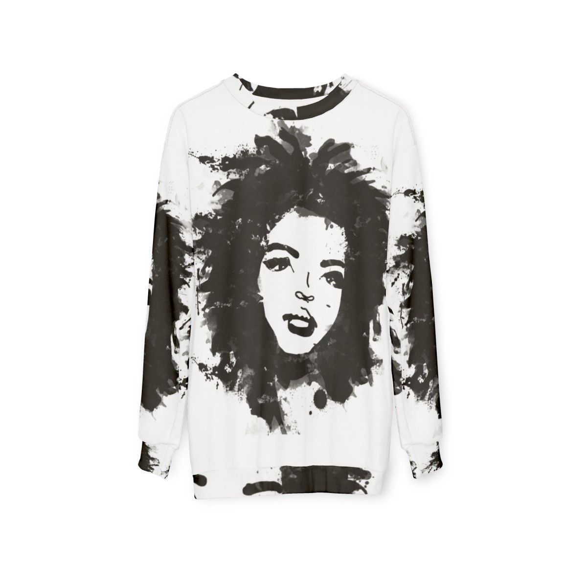 Lauryn Hill Monochrome Graphic Sweatshirt - hanging