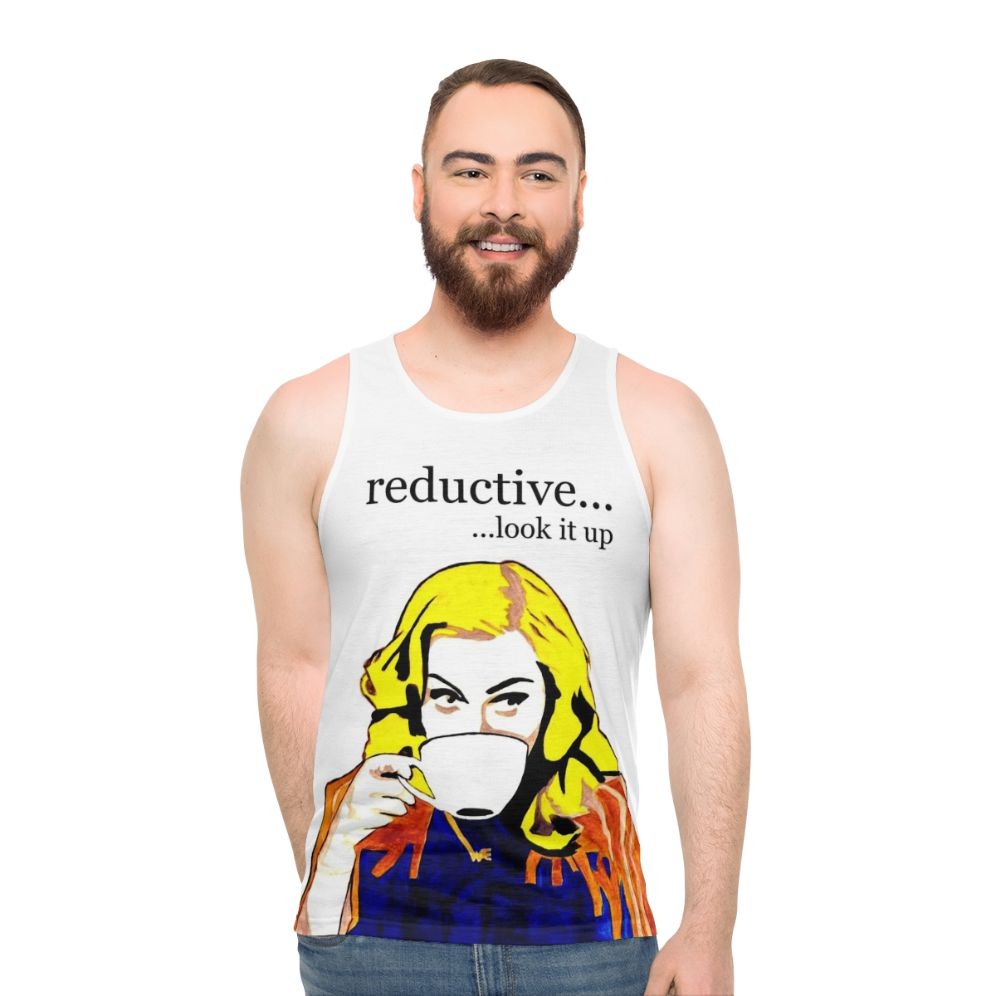 Minimalist white unisex tank top - men