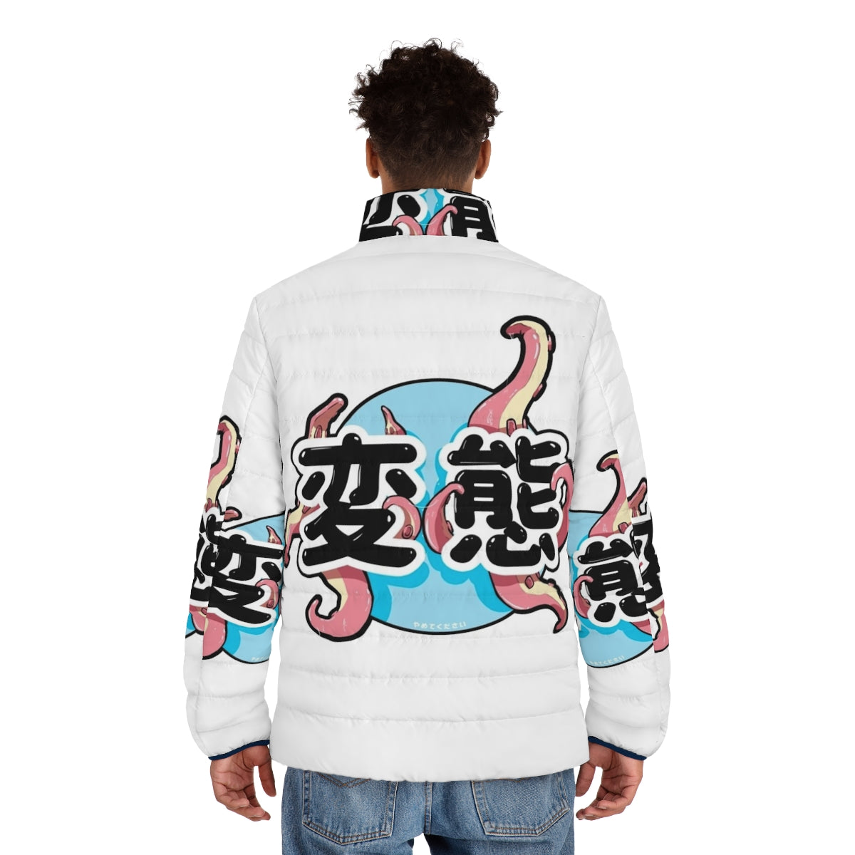 Tentacles Puffer Jacket featuring a graphic sea monster design - men back