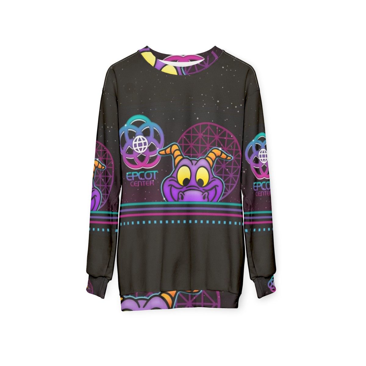 80s Glow Figment Disney Sweatshirt - hanging