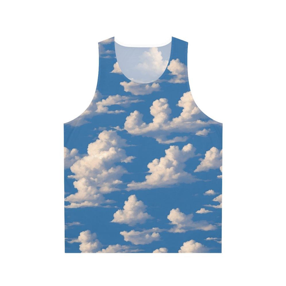 Unisex tank top with a cloud and sky print