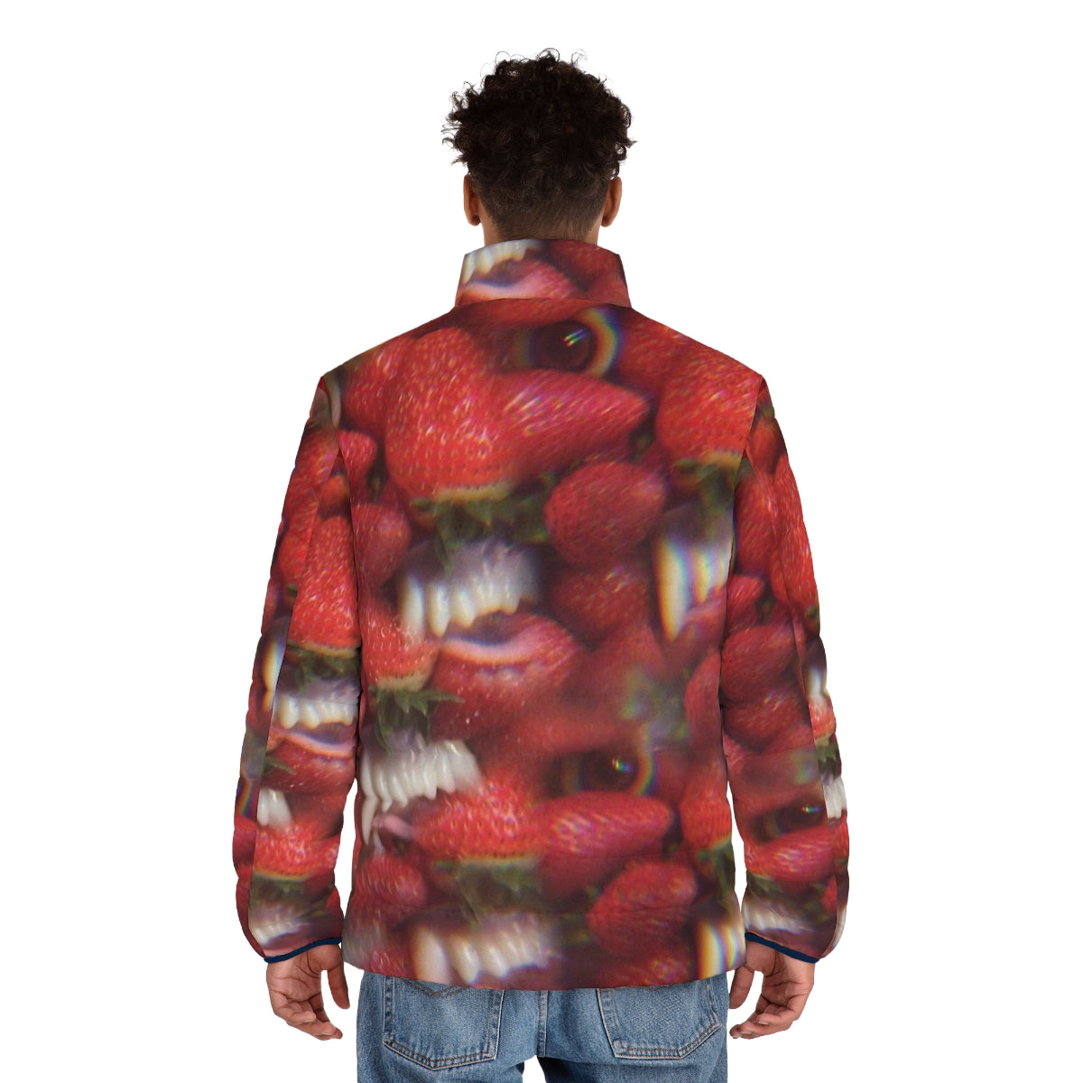 Thee Oh Sees Floating Coffin Puffer Jacket featuring the band's iconic album artwork - men back