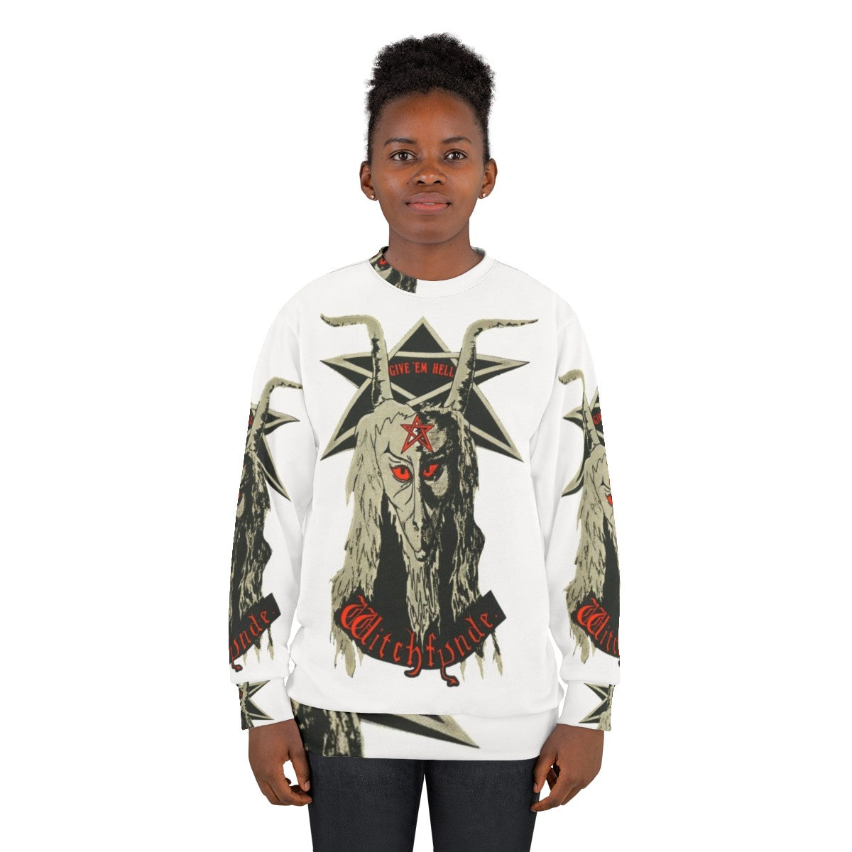 Witchfynde Give Em Hell Satanic Heavy Metal Sweatshirt - women