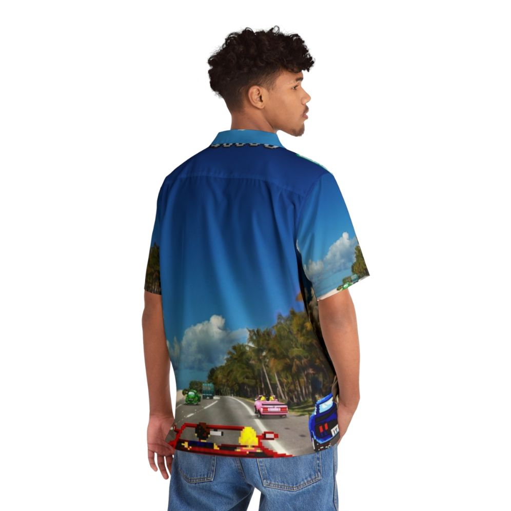 Retro pixel art outrun Hawaiian shirt - People Back