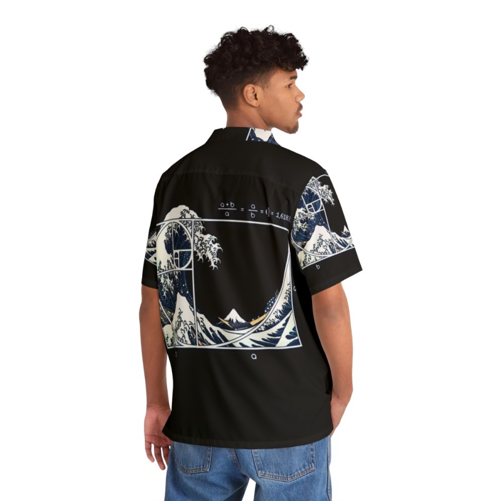 Fibonacci wave pattern Hawaiian shirt with geometric ocean design - People Back