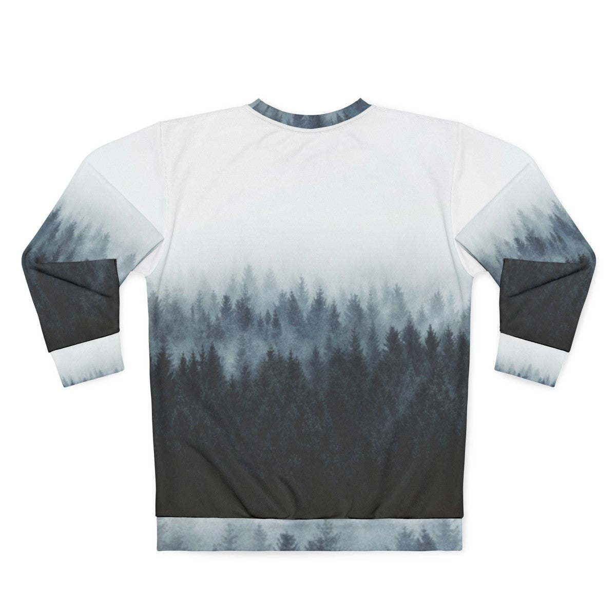 High and Low Sweatshirt with Foggy Forest Design - Back