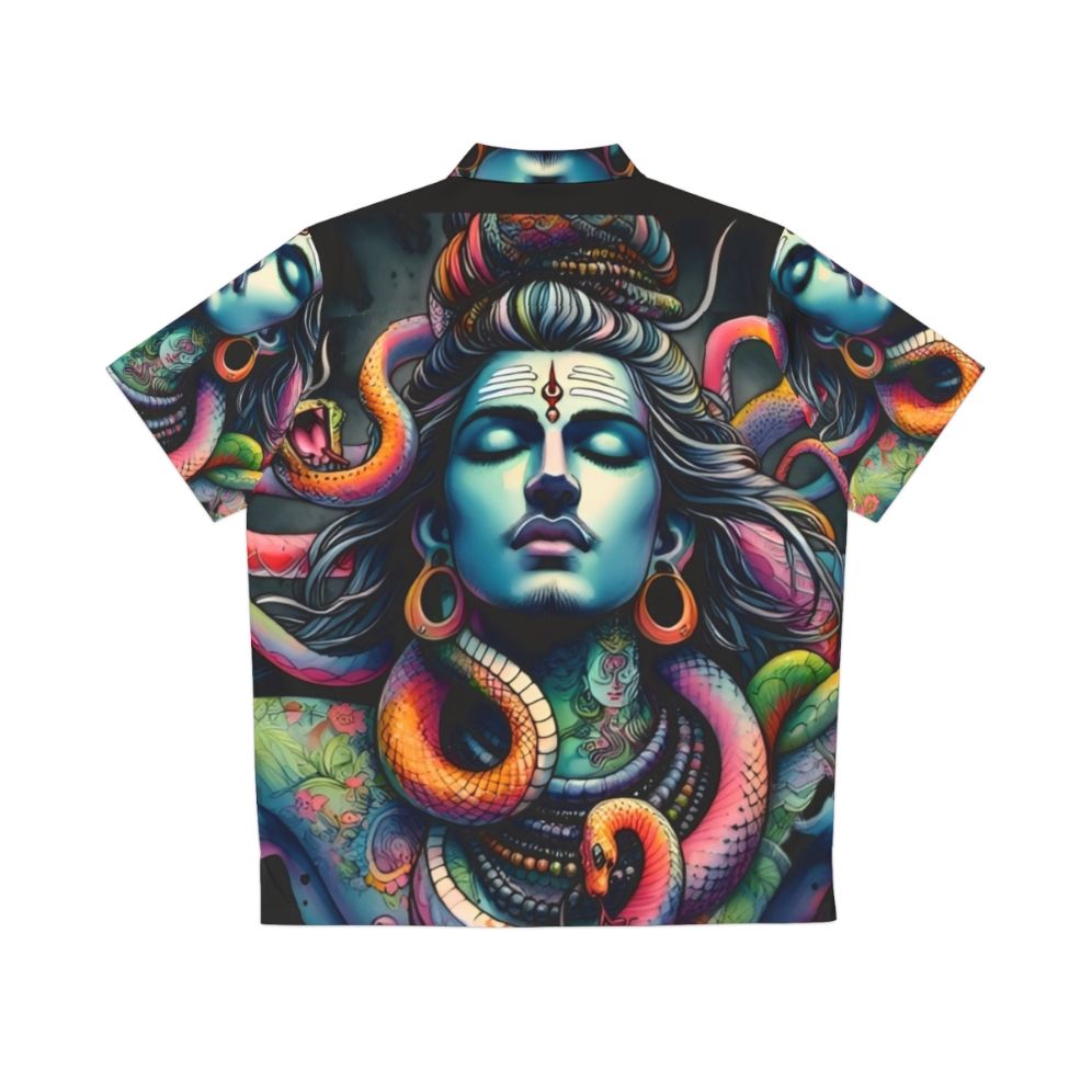 Lord Shiva with Snakes Printed on Hawaiian Shirt - Back