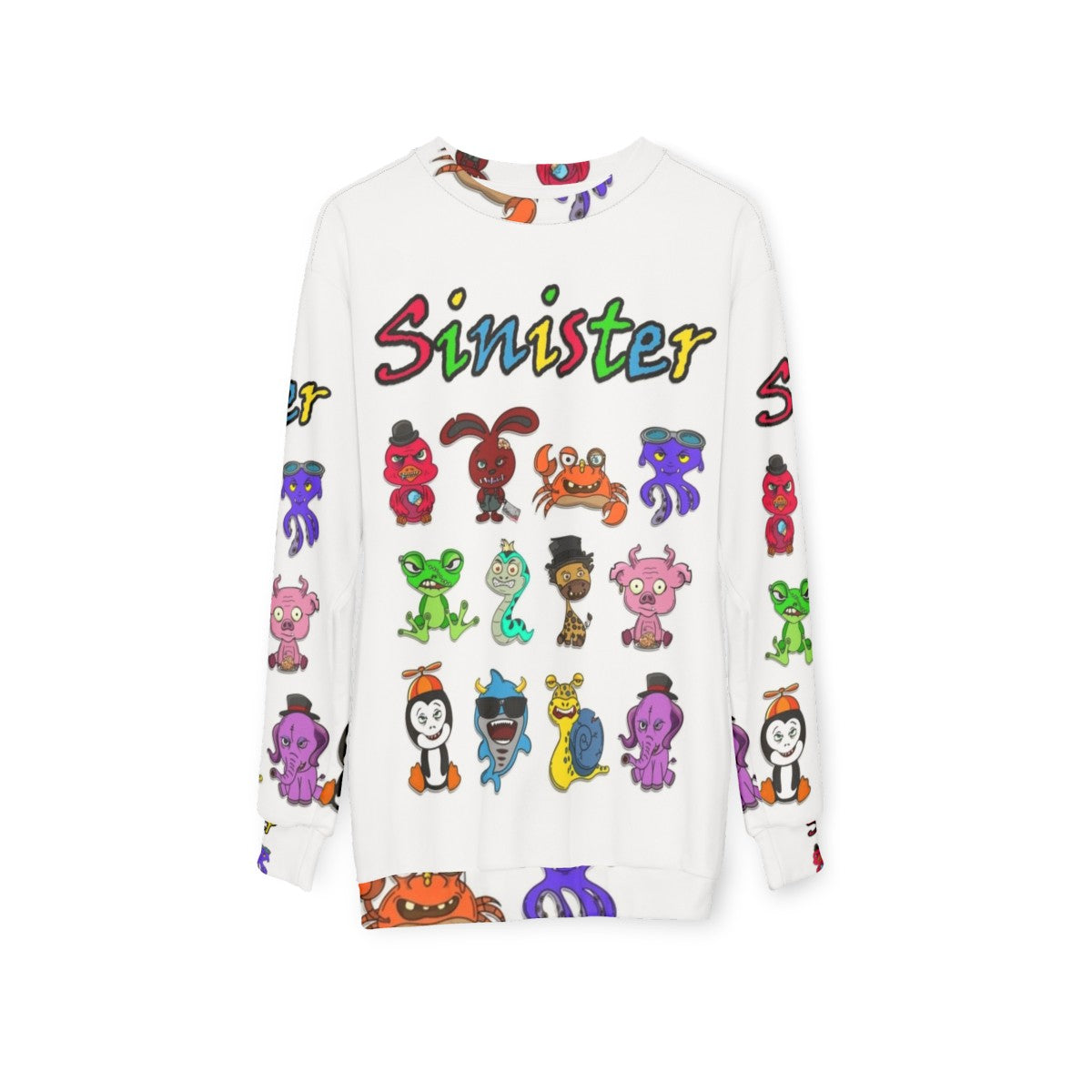 Sinister animals cartoon sweatshirt - hanging