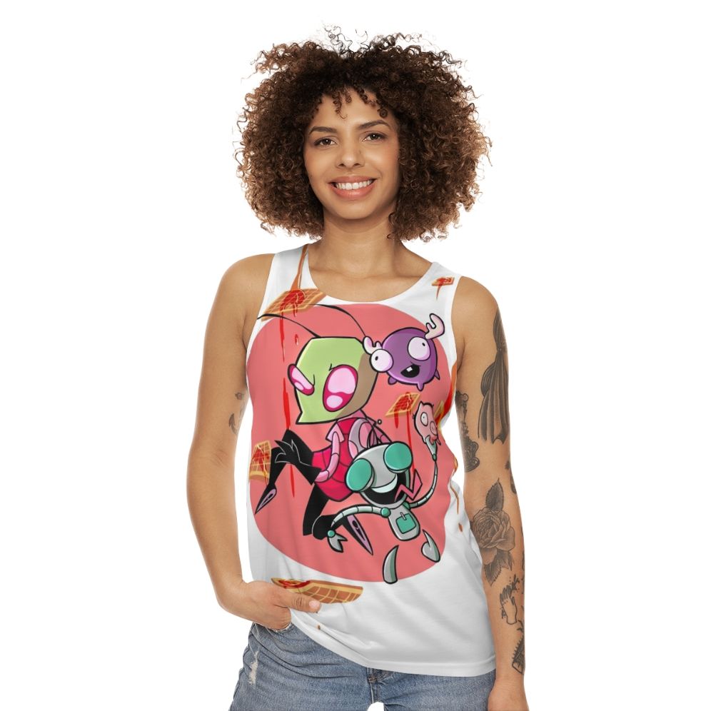 Unisex Invader Zim Waffles Cartoon Graphic Tank Top - women